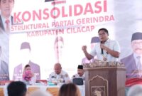 Ketua DPD Partai Gerindra Jawa Tengah Sudaryono dalam acara konsolidasi DPC, PAC dan Ranting Partai Gerindra se-Kabupaten Cilacap, Kamis (2/11/2023). (Dok. DPP Gerinrdra Jateng)