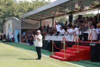 Menteri Pertahanan, Prabowo Subianto meresmikan pembukaan turnamen U-17 Nusantara Open 2023 di Bekasi. (Dok. Tim media Prabowo Subianto)  