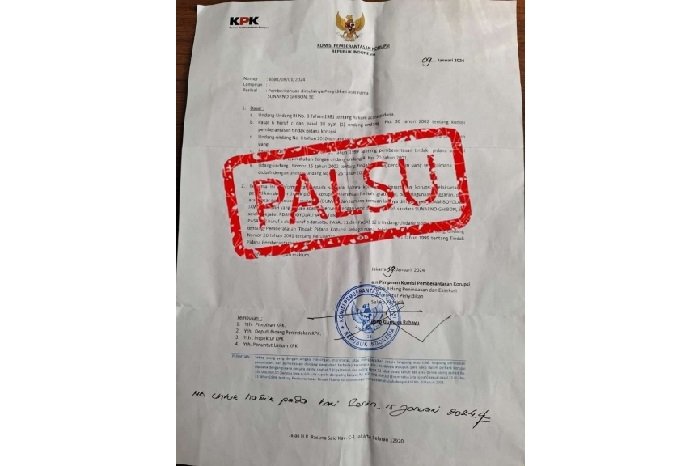 Beredar Surat Pemberitahuan Dimulainya Penyelidikan (SPDP) di Boyolali dengan kop dan stempel KPK. (Dok. Istimewa)