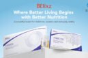 BElixz product line featuring SHIRUTO, LIVCORE, and I-VXION against a light blue background with the tagline "Where Better Living Begins with Better Nutrition"
